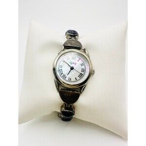 Vintage Acleoni sterling silver natural amethyst garnet Legacy toggle watch